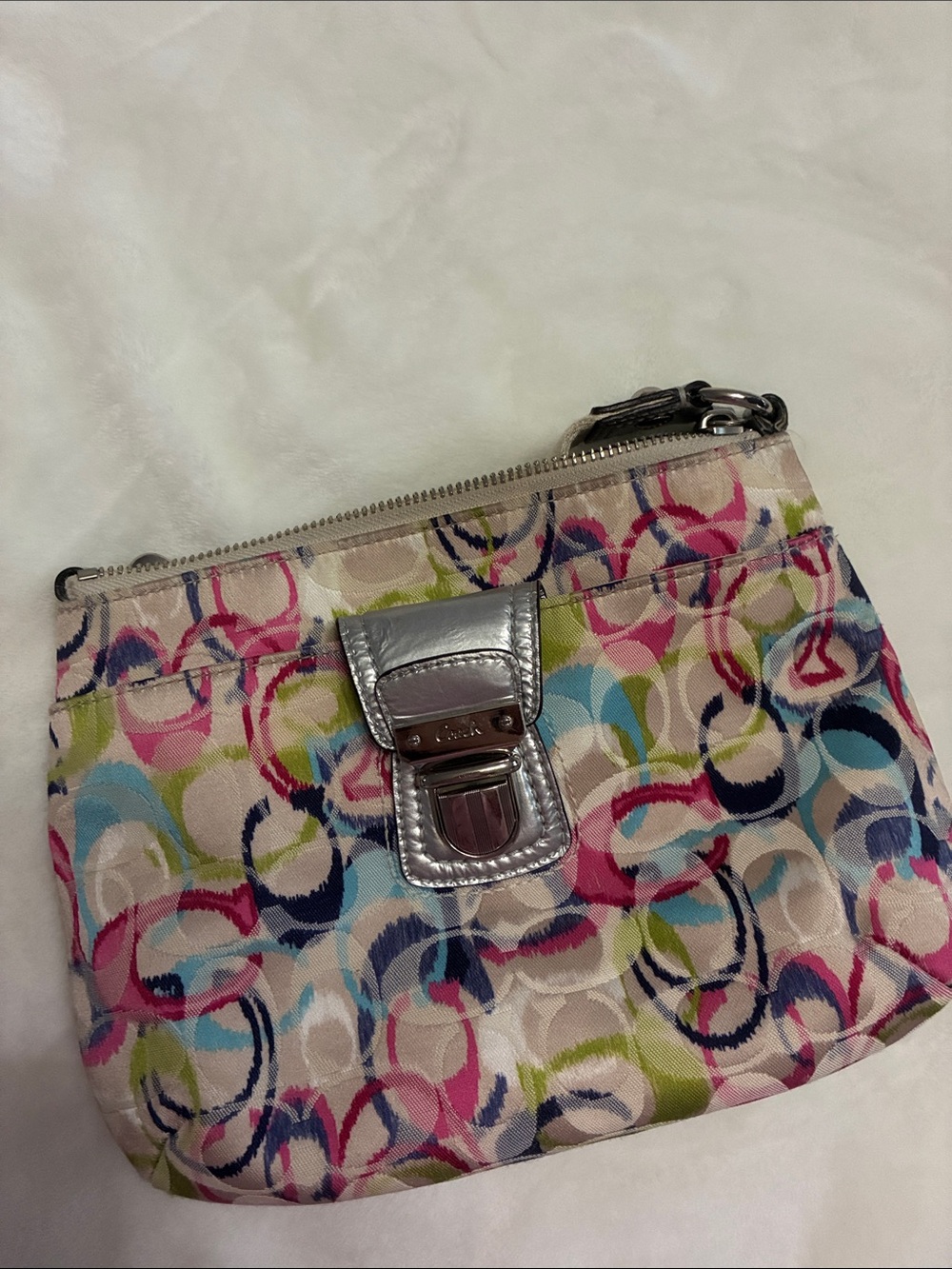 Coach Multicolor Ring-Print Canvas with Silver Accent
